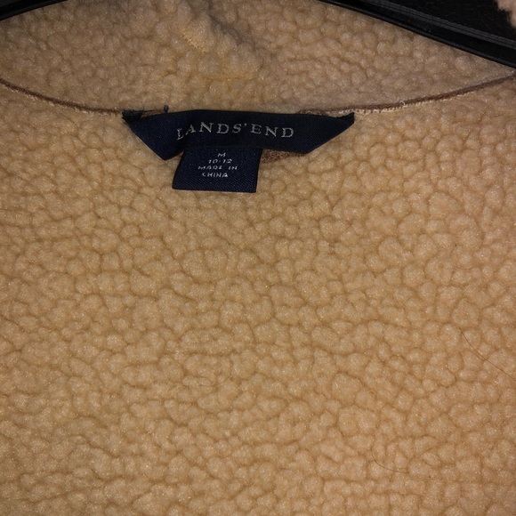 Lands' End Women's Size M Sueded Vest Jacket  Tan Polyester - Picture 5 of 10